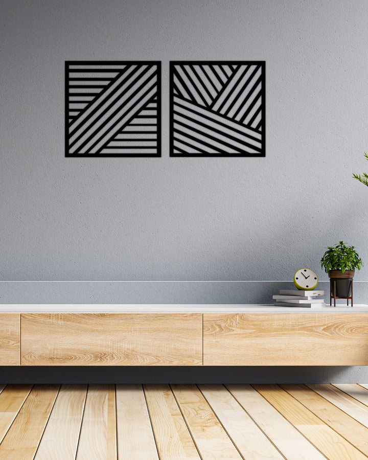 Vestra Art Deco Geometrik Izgara Metal Duvar Panosu - Tek Parça