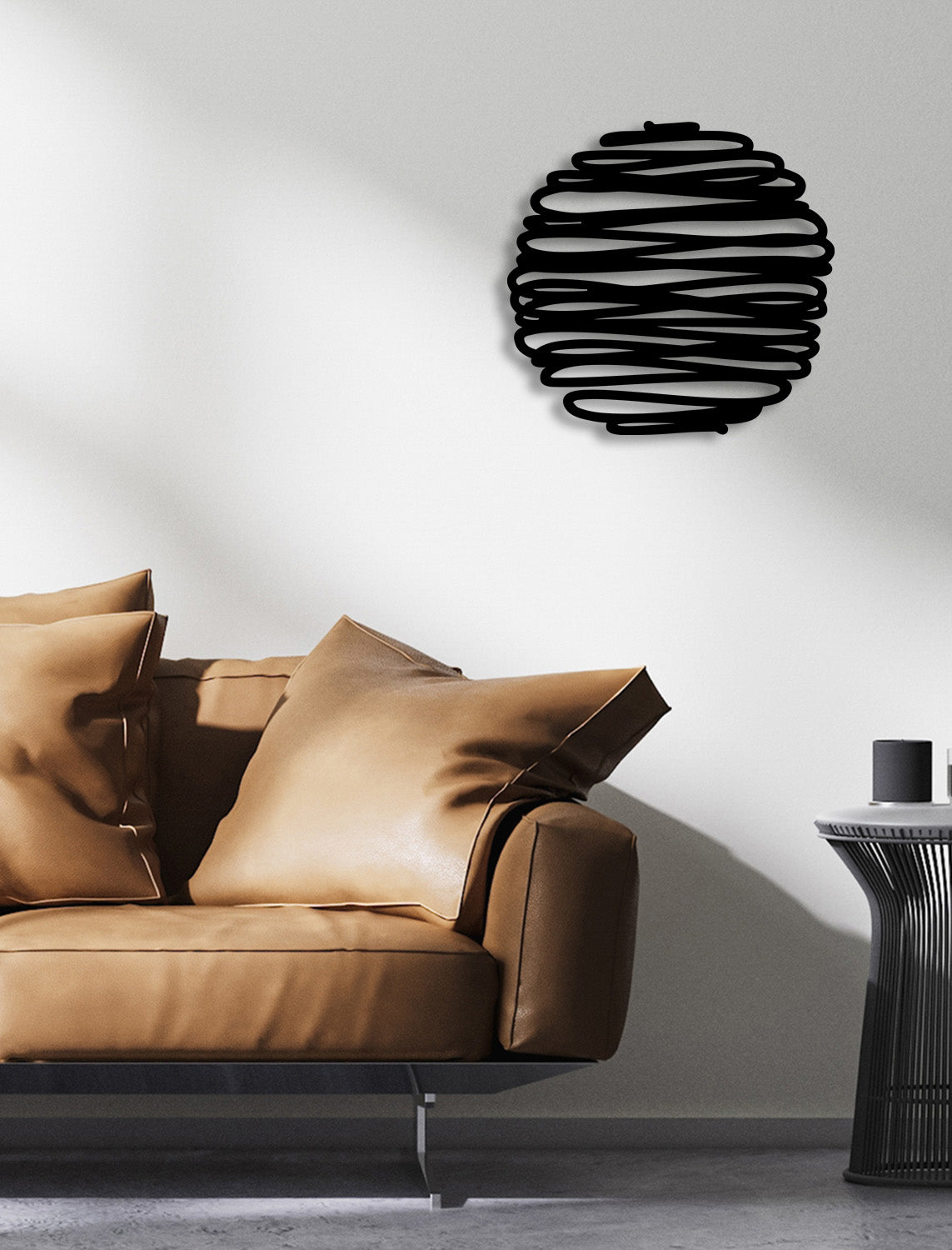 Vibra Minimalist Daire ve Çizgi Modern Metal Duvar Panosu