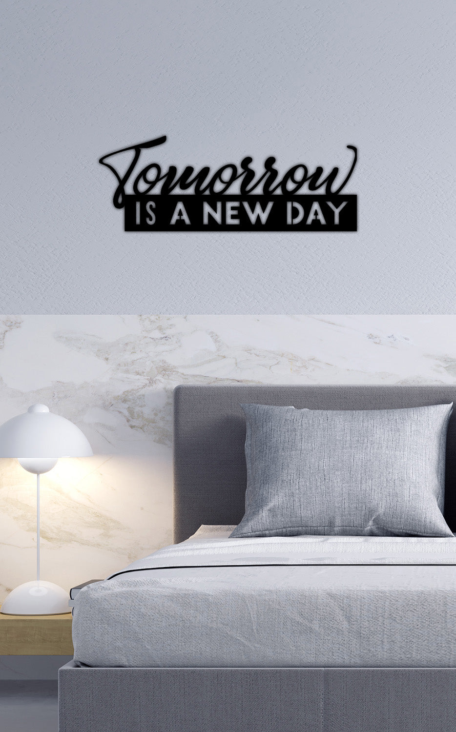 Yatak Odası Dekorasyonu İçin Tomorrow New Day Metal Pano