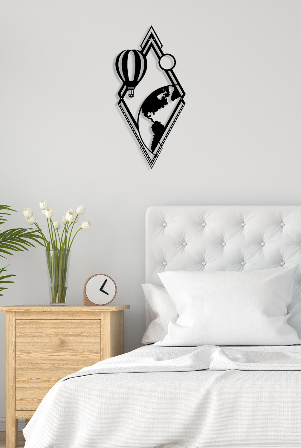 Zero VOC Sağlıklı Boya ile Mühürlenmiş Estetik Yatak Odası Metal Sanatı