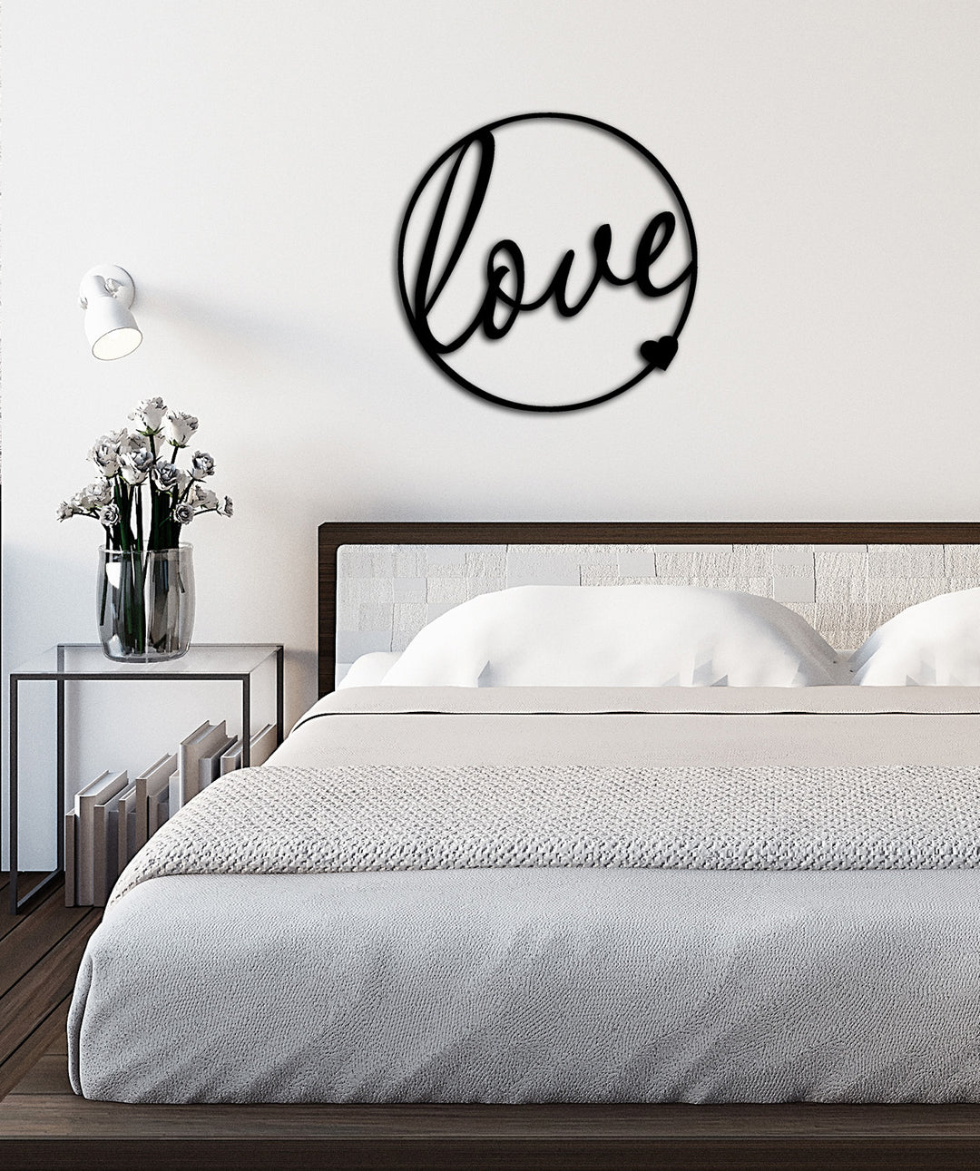 Yatak Odası Dekorasyonu İçin Modern LOVE Yazılı Metal Tablo