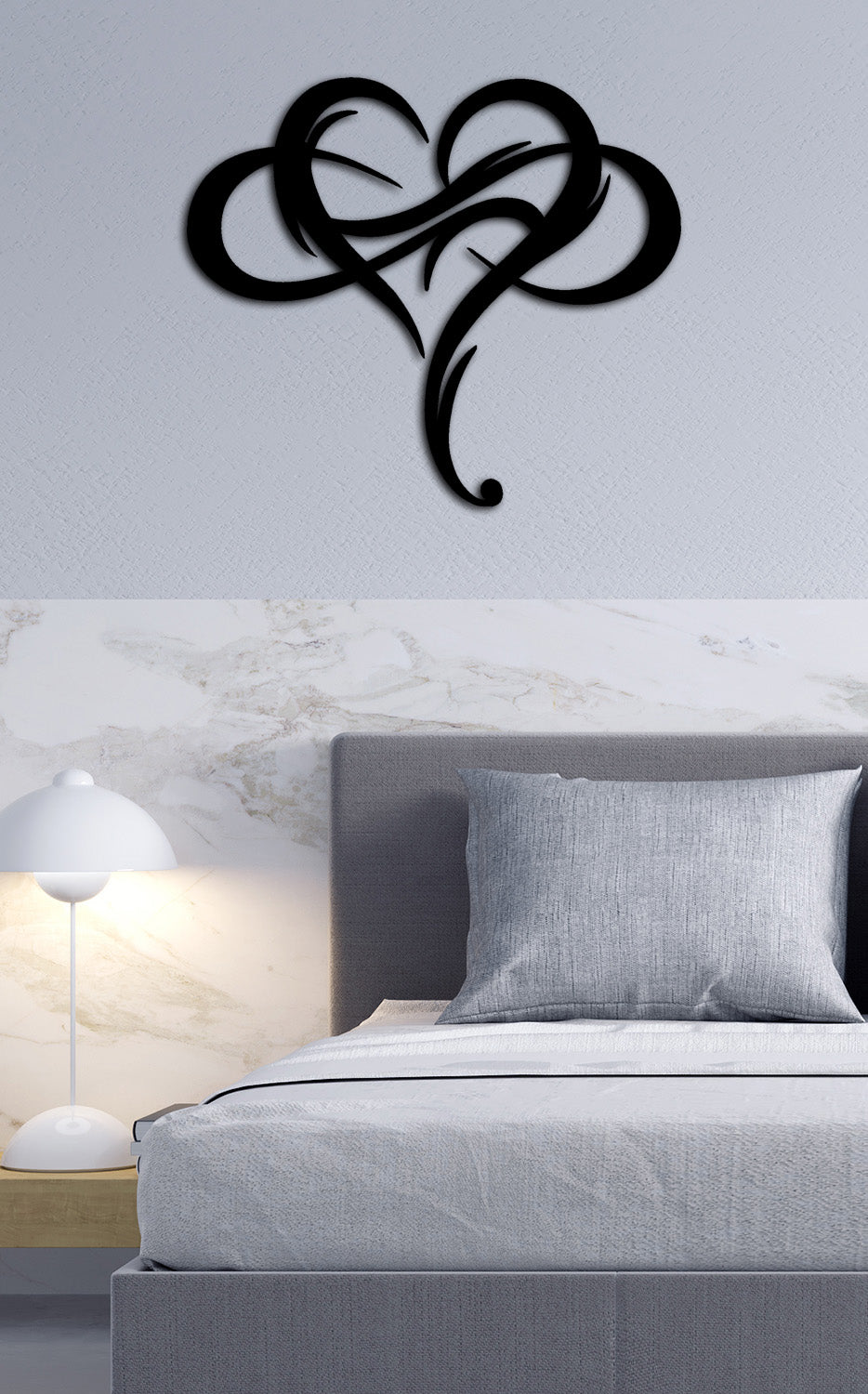 Yatak Odası Dekorasyonu İçin Sonsuz Kalp Metal Pano