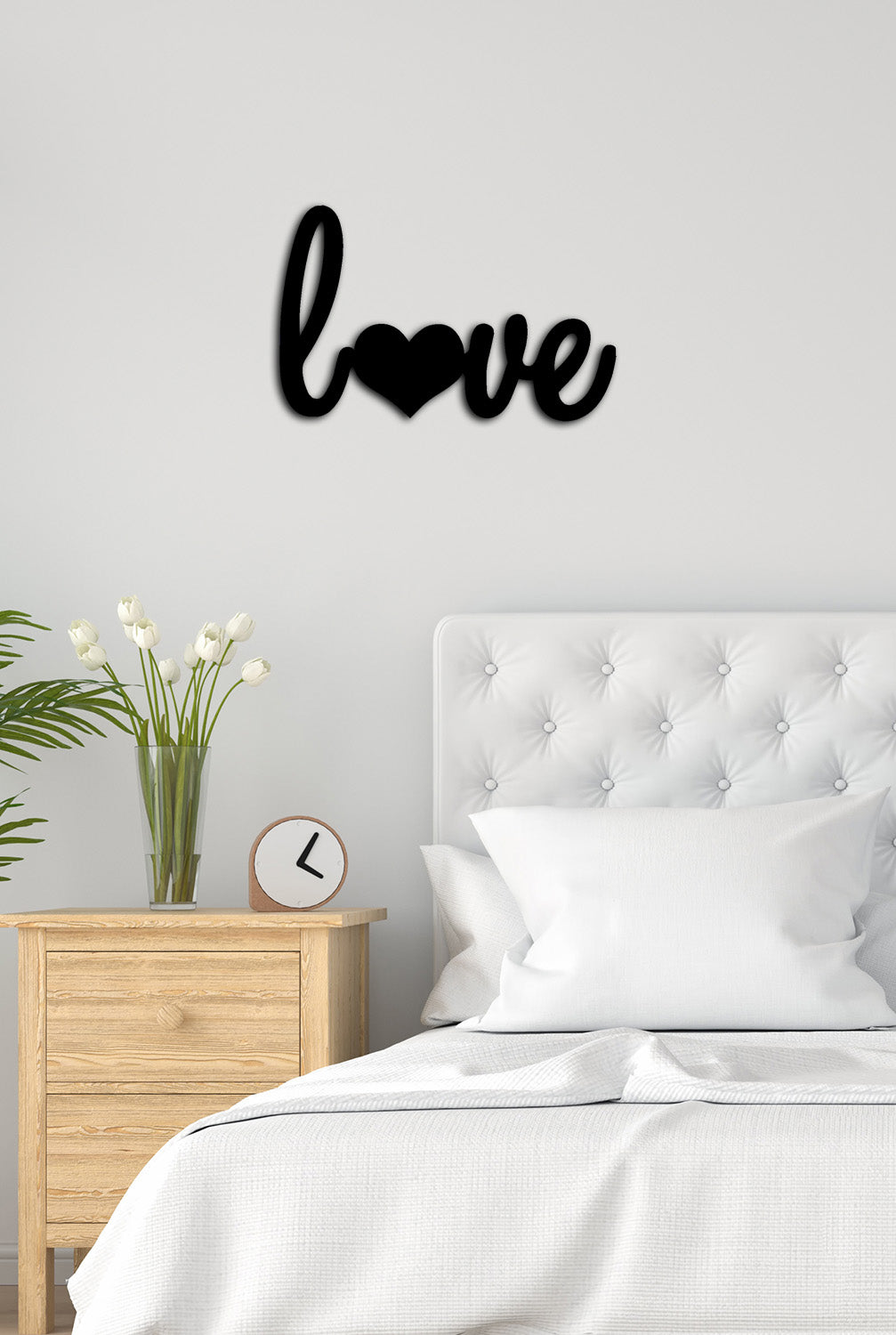 Yatak Odası Dekorasyonu İçin Zarif Love Yazılı Metal Pano
