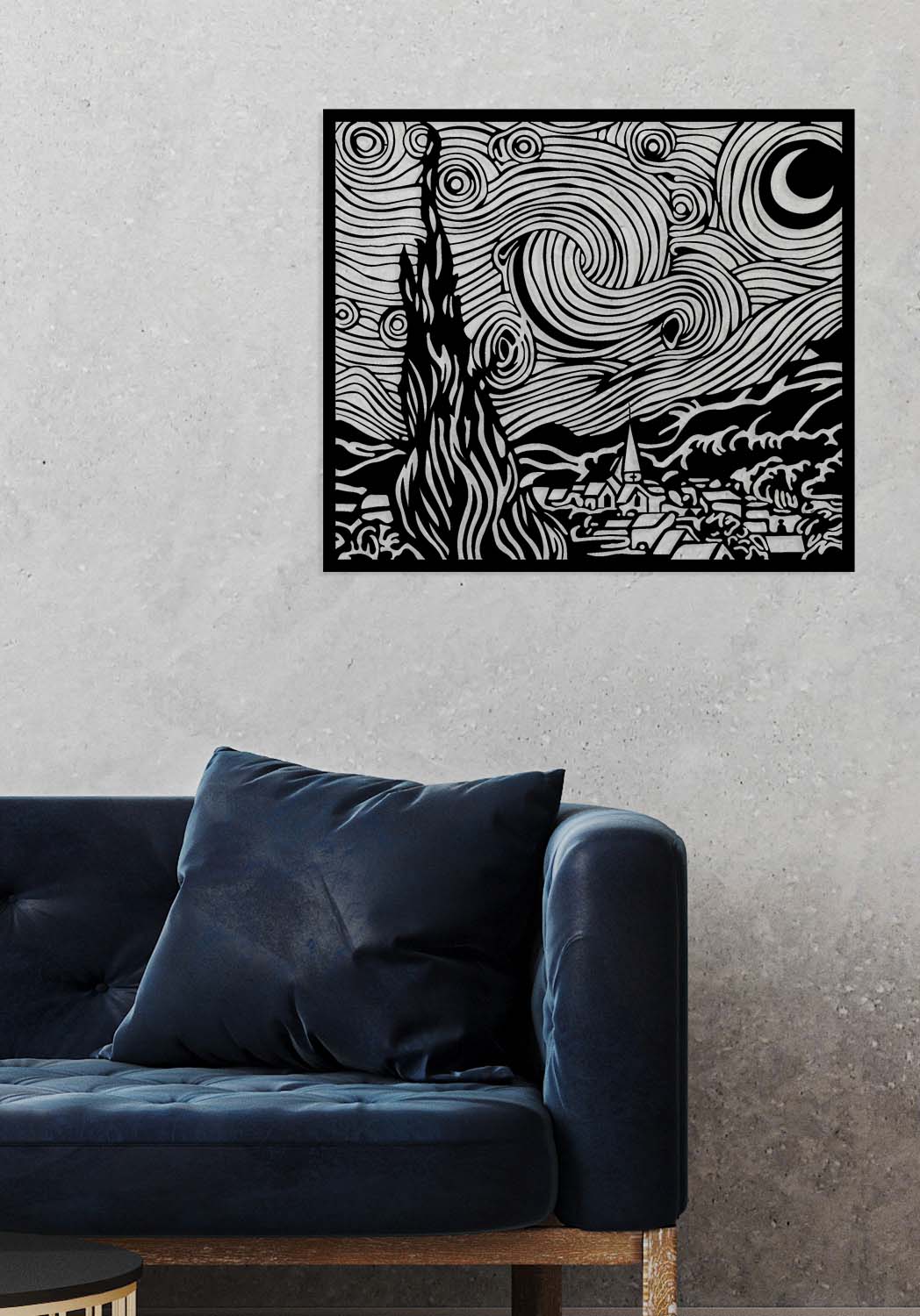 Yönetici Ofisleri İçin Prestijli Siyah Yıldızlı Gece Metal Duvar Sanatı