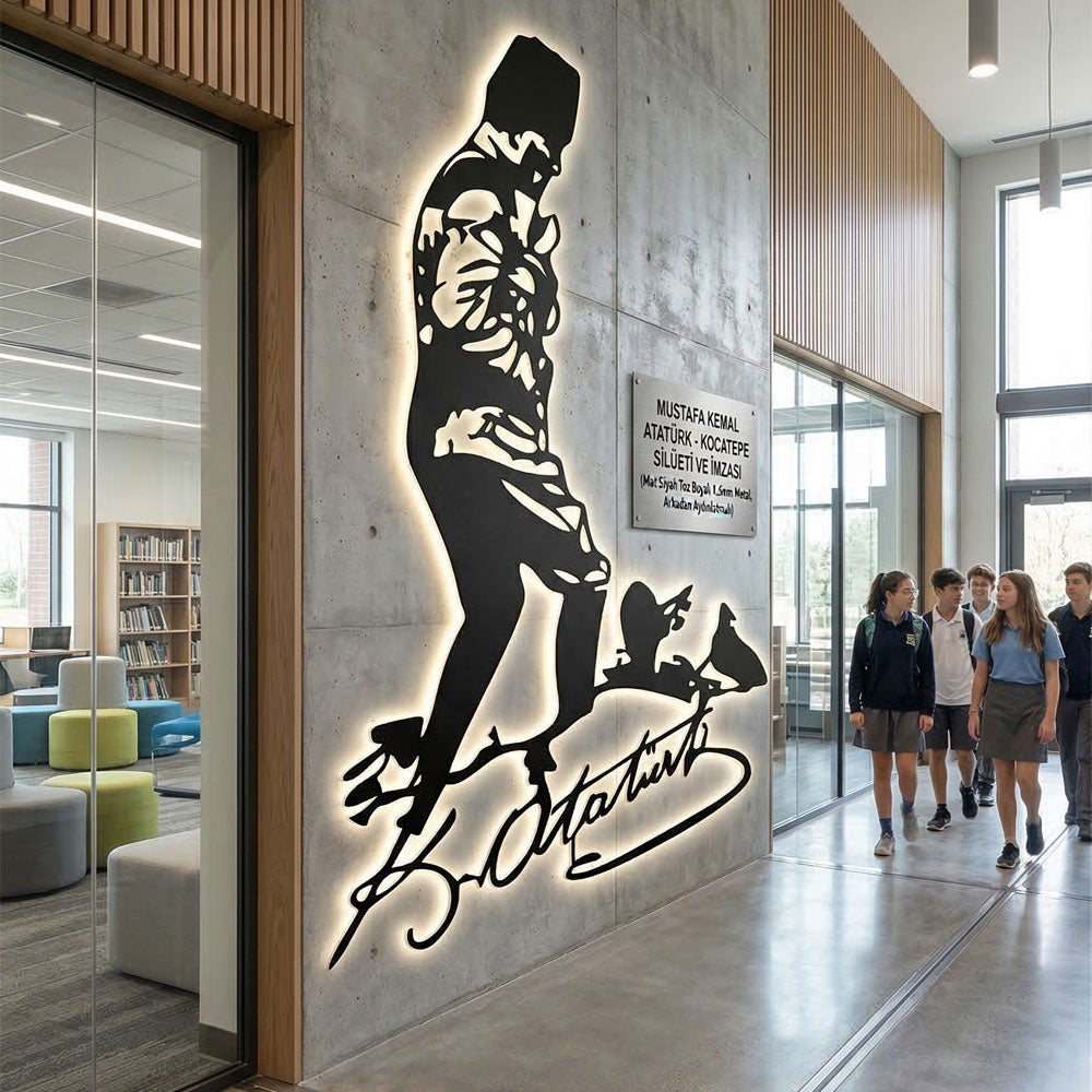 Zero VOC sertifikalı sağlıklı boyası ve tek çiviyle kolay montaj imkanı sunan ömürlük Atatürk Kocatepe metal duvar dekoru.