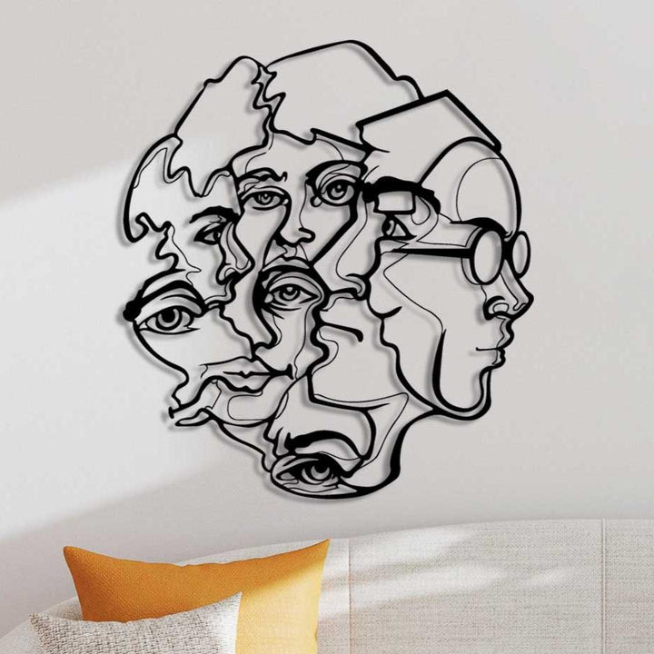 Zihin Labirenti Modern Soyut Yüz Metal Duvar Tablosu - Sürrealist Sanat Koleksiyonu - Artroya